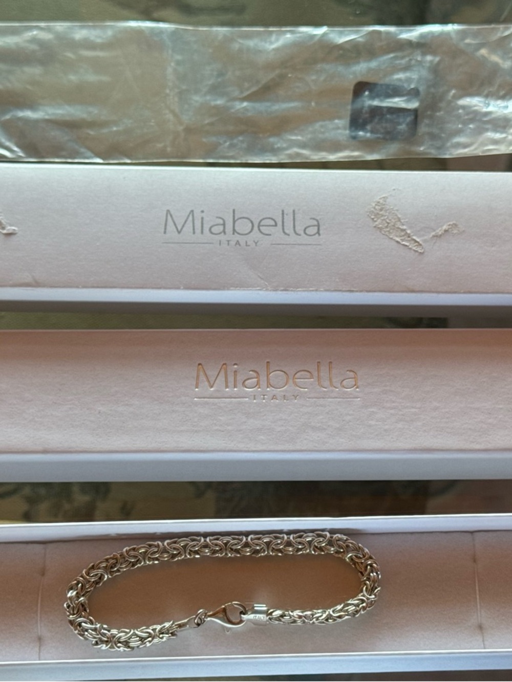 Miabella Sterling Silver Thick Bracelet New In Box 8 Inch Byzantine Italy Nice!